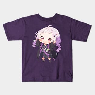 RAWR Purple Haired Anime Chibi Kids T-Shirt